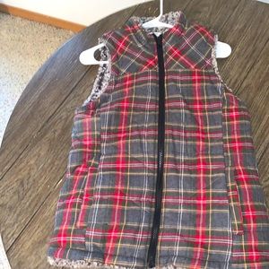 Reversible plaid vest